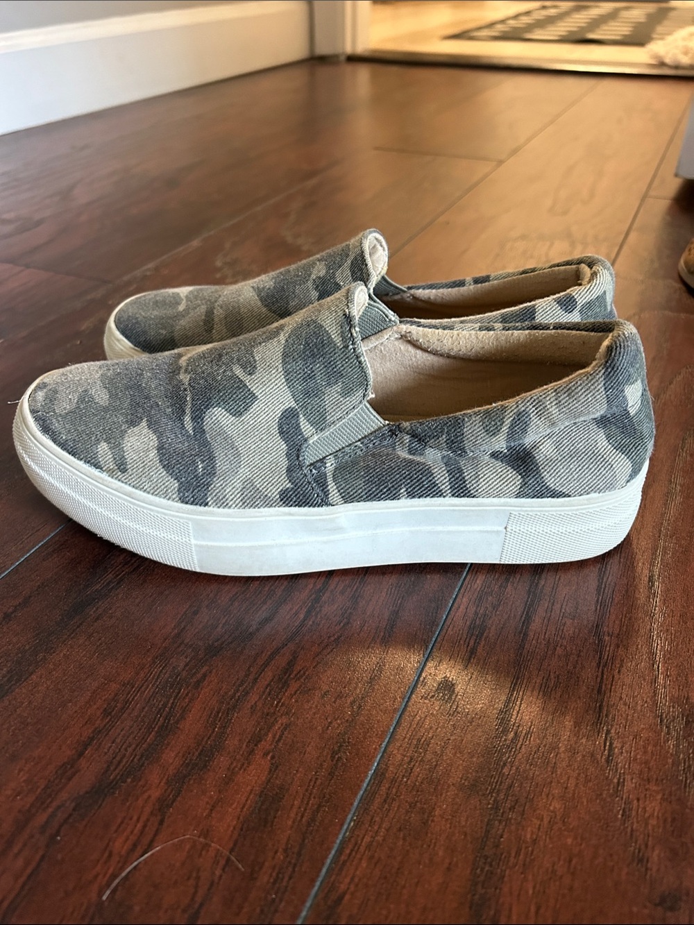 Women’s SODA Slip-On Camouflage Canvas Sneakers - Gray Camo